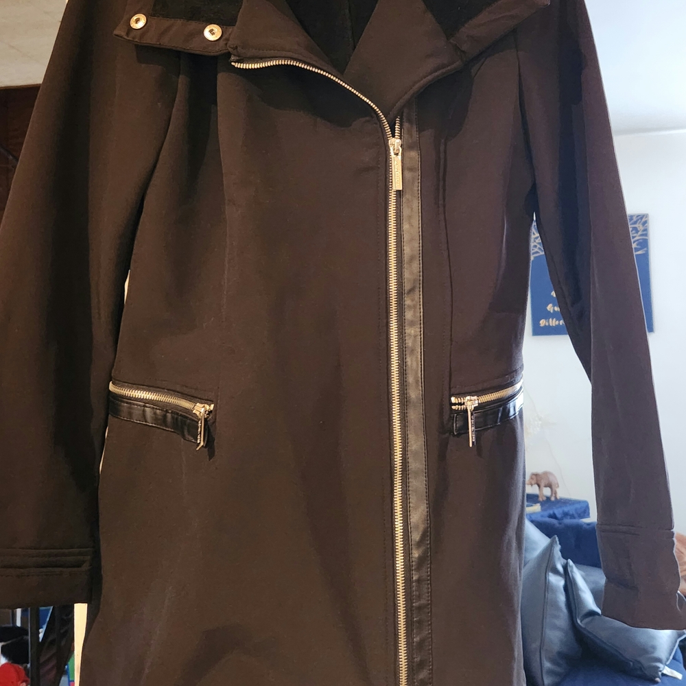 Micheal Kors Women's Hooded Black Zippered Coat